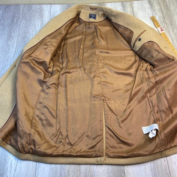 Abercrombie & Fitch Overcoat Mens XL Beige 3 Button Coat Topcoat Wool Blend Men - Picture 7 of 11